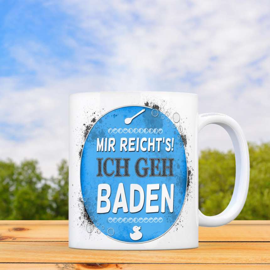 Kaffeebecher Mit Spruch Mir Reicht S Ich Geh Baden Bei Trendaffe De