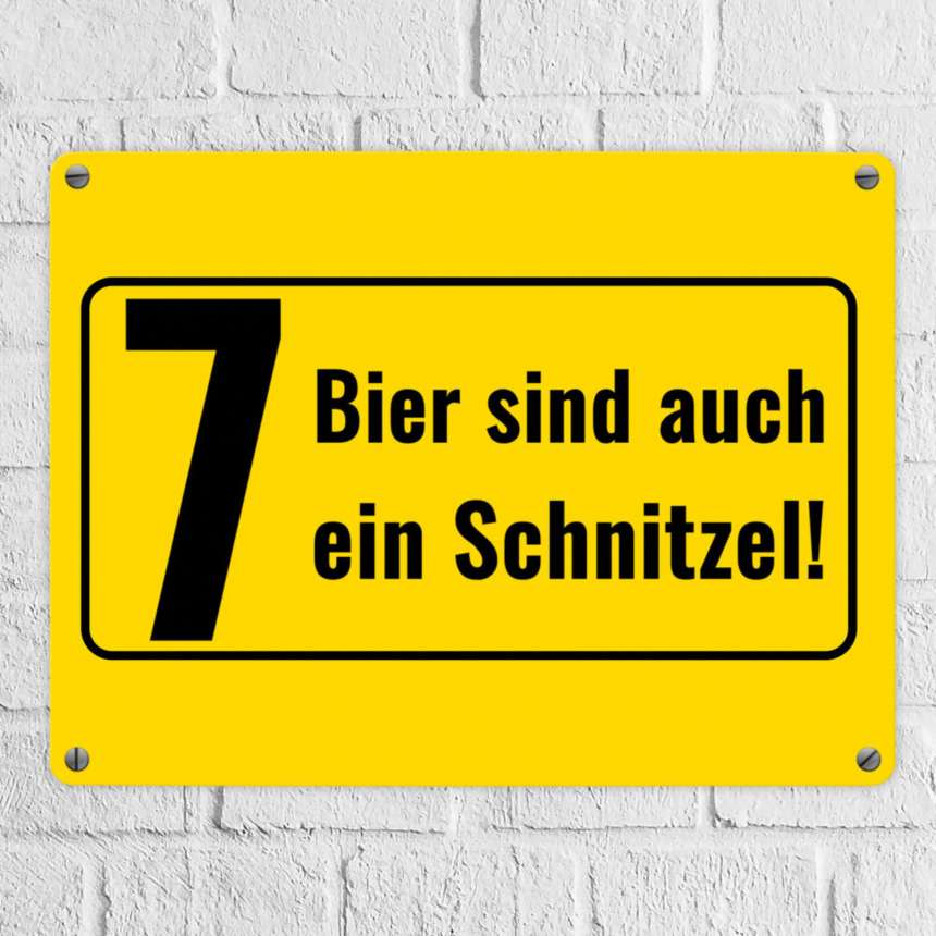 Metallschild in 15x20 cm mit AlkoholSpruch 7 Bier sind auch ein Schnitzel bei trendaffe.de
