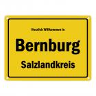 Herzlich willkommen in Bernburg (Saale), Salzlandkreis Metallschild