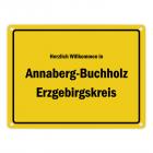 Herzlich willkommen in Annaberg-Buchholz, Erzgebirgskreis Metallschild
