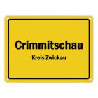 Ortsschild Crimmitschau, Kreis Zwickau Metallschild