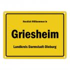 Herzlich willkommen in Griesheim, Hessen, Landkreis Darmstadt-Dieburg Metallschild