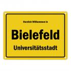 Herzlich willkommen in Bielefeld, Universitätsstadt Metallschild