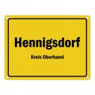 Ortsschild Hennigsdorf, Kreis Oberhavel Metallschild