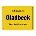 Viele Grüße aus Gladbeck, Kreis Recklinghausen Metallschild