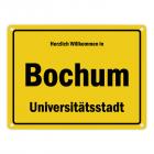 Herzlich willkommen in Bochum, Universitätsstadt Metallschild