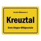 Herzlich willkommen in Kreuztal, Westfalen, Kreis Siegen-Wittgenstein Metallschild