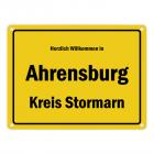 Herzlich willkommen in Ahrensburg, Kreis Stormarn Metallschild