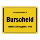 Herzlich willkommen in Burscheid, Rheinland, Rheinisch-Bergischer Kreis Metallschild