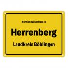 Herzlich willkommen in Herrenberg (im Gäu), Landkreis Böblingen Metallschild