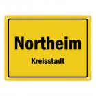 Ortsschild Northeim, Kreisstadt Metallschild