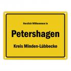 Herzlich willkommen in Petershagen (Weser), Kreis Minden-Lübbecke Metallschild