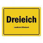 Ortsschild Dreieich, Landkreis Offenbach Metallschild