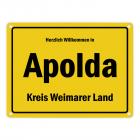 Herzlich willkommen in Apolda, Kreis Weimarer Land Metallschild