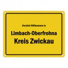 Herzlich willkommen in Limbach-Oberfrohna, Kreis Zwickau Metallschild