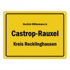 Herzlich willkommen in Castrop-Rauxel, Kreis Recklinghausen Metallschild