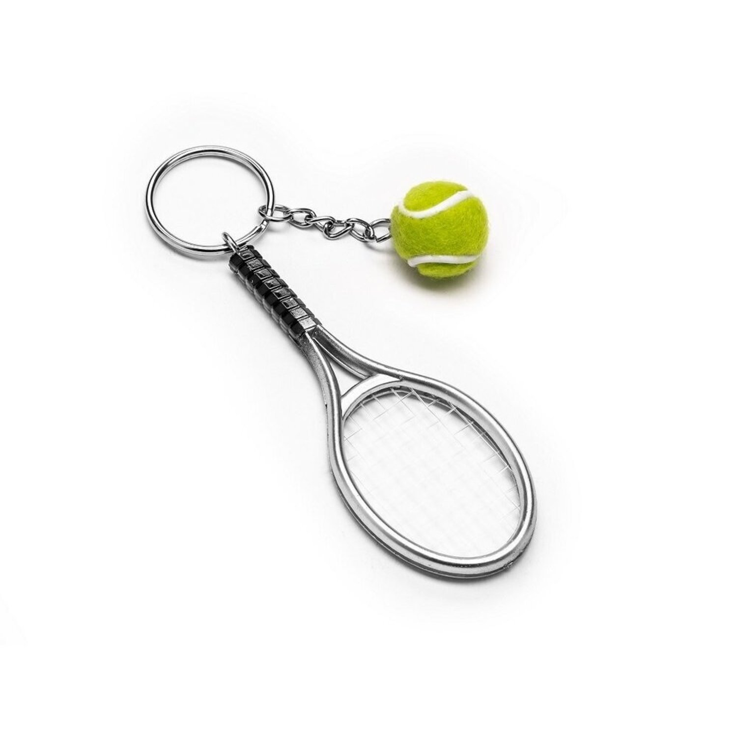 Mini-Tennisball Schläger Anhänger Schlüsselring Geschenk Grün