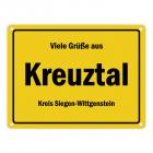 Viele Grüße aus Kreuztal, Westfalen, Kreis Siegen-Wittgenstein Metallschild