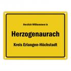 Herzlich willkommen in Herzogenaurach, Kreis Erlangen-Höchstadt Metallschild