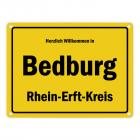 Herzlich willkommen in Bedburg, Erft, Rhein-Erft-Kreis Metallschild
