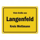 Viele Grüße aus Langenfeld (Rheinland), Kreis Mettmann Metallschild