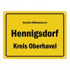 Herzlich willkommen in Hennigsdorf, Kreis Oberhavel Metallschild