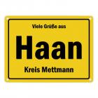 Viele Grüße aus Haan, Rheinland, Kreis Mettmann Metallschild