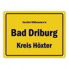 Herzlich willkommen in Bad Driburg, Kreis Höxter Metallschild