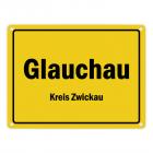 Ortsschild Glauchau, Kreis Zwickau Metallschild