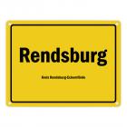 Ortsschild Rendsburg, Kreis Rendsburg-Eckernförde Metallschild