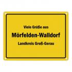 Viele Grüße aus Mörfelden-Walldorf, Landkreis Groß-Gerau Metallschild