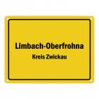 Ortsschild Limbach-Oberfrohna, Kreis Zwickau Metallschild