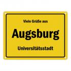 Viele Grüße aus Augsburg, Universitätsstadt Metallschild