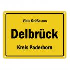 Viele Grüße aus Delbrück, Kreis Paderborn Metallschild