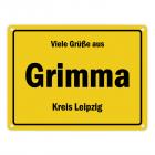 Viele Grüße aus Grimma, Kreis Leipzig Metallschild