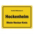 Herzlich willkommen in Hockenheim, Rhein-Neckar-Kreis Metallschild