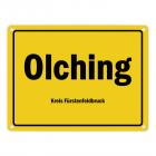 Ortsschild Olching, Kreis Fürstenfeldbruck Metallschild