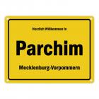 Herzlich willkommen in Parchim, Mecklenburg-Vorpommern Metallschild