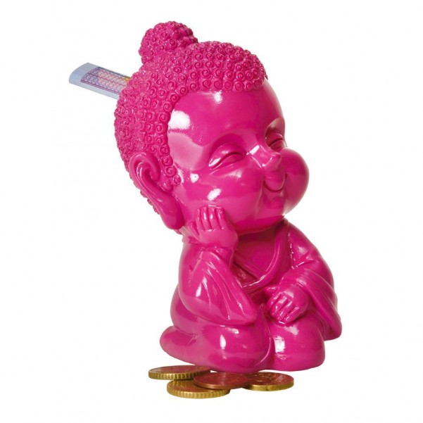 Spardose Baby Buddha in pink Sparbüchse Baby-Buddha Sparschwein Buddhismus 