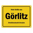 Viele Grüße aus Görlitz, Neiße, Direktionsbezirk Dresden Metallschild