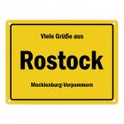 Viele Grüße aus Rostock, Mecklenburg-Vorpommern Metallschild