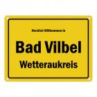 Herzlich willkommen in Bad Vilbel, Wetteraukreis Metallschild