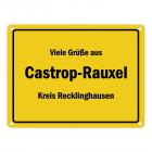 Viele Grüße aus Castrop-Rauxel, Kreis Recklinghausen Metallschild