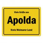 Viele Grüße aus Apolda, Kreis Weimarer Land Metallschild