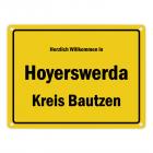 Herzlich willkommen in Hoyerswerda, Kreis Bautzen Metallschild