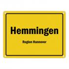 Ortsschild Hemmingen / Hannover, Region Hannover Metallschild