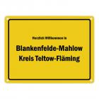 Herzlich willkommen in Blankenfelde-Mahlow, Kreis Teltow-Fläming Metallschild