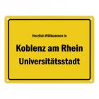 Herzlich willkommen in Koblenz am Rhein, Universitätsstadt Metallschild