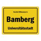 Herzlich willkommen in Bamberg, Universitätsstadt Metallschild