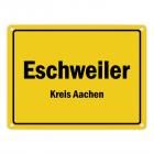 Ortsschild Eschweiler, Rheinland, Kreis Aachen Metallschild